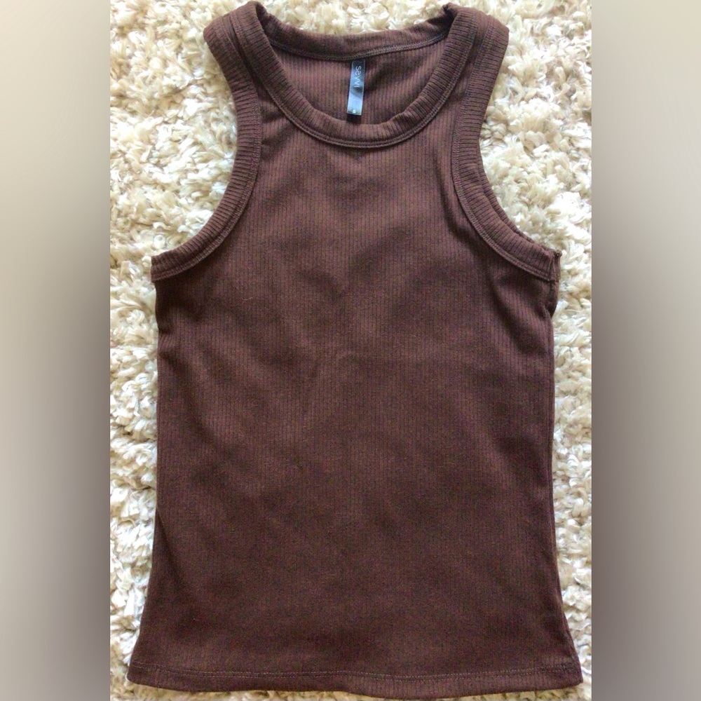 Savvi Brown Ribbed Sophia Tank size Small NWOT